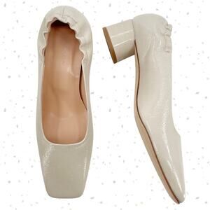 Akaada Nyoko Light Beige Soft Naplak Pumps Neutral Cream Square Toe Heel Size 36